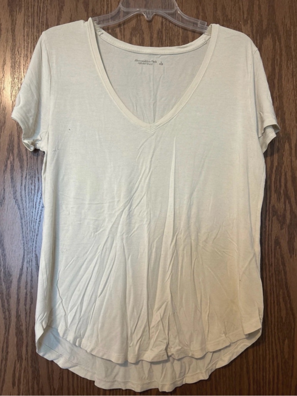 Abercrombie & Fitch Cream V-Neck Short Sleeve Tee